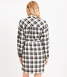 Petite Plaid Belted Mini Pocket Shirtdress carousel Product Image 3