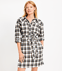Petite Plaid Belted Mini Pocket Shirtdress carousel Product Image 1
