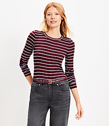 Striped Long Sleeve Crew Neck Tee carousel Product Image 2