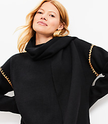 Stitched Trim Removable Scarf Sweater carousel Product Image 2