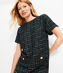 Petite Metallic Tweed Fringe Pocket Mini Dress carousel Product Image 2