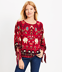 Petite Floral Tie Cuff Blouse carousel Product Image 1