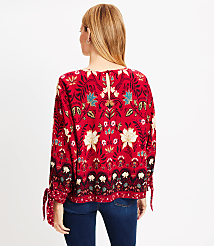 Petite Floral Tie Cuff Blouse carousel Product Image 3