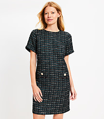Petite Metallic Tweed Fringe Pocket Mini Dress carousel Product Image 1