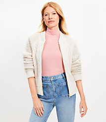 Cable Bomber Sweater Jacket carousel Product Image 1