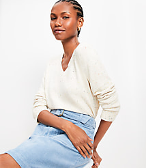 Flecked Relaxed V-Neck Sweater carousel Product Image 2