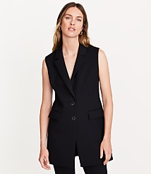 Petite LOFT Versa Ponte Deluxe Long Vest carousel Product Image 4