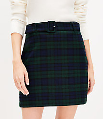 Petite Plaid Belted Skirt carousel Product Image 2