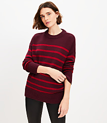 Striped Rib Trim Tunic Sweater carousel Product Image 2