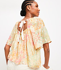 Shimmer Floral Tie Back Flutter Top carousel Product Image 2