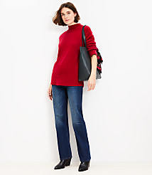 Slit Cuff Mock Neck Cashmere Tunic Sweater carousel Product Image 2