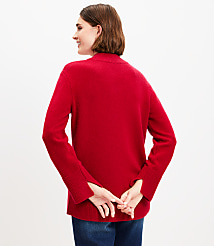 Slit Cuff Mock Neck Cashmere Tunic Sweater carousel Product Image 3