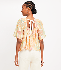 Shimmer Floral Tie Back Flutter Top carousel Product Image 3