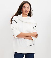 Stitched Trim Removable Scarf Sweater carousel Product Image 1