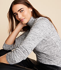 Lou & Grey Heathered Ribbed Turtleneck Top carousel Product Image 1