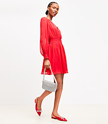 Smocked Crossover Flare Dress carousel Product Image 1
