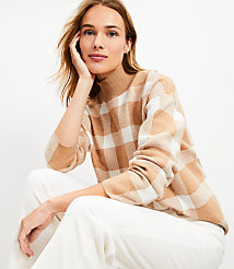Plaid Mock Neck Tunic Sweater carousel Product Image 1