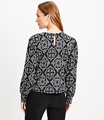 Petite Tile Textured Balloon Sleeve Blouse carousel Product Image 3