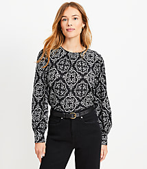 Petite Tile Textured Balloon Sleeve Blouse carousel Product Image 1