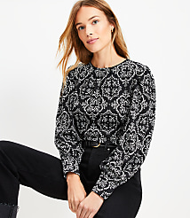 Petite Tile Textured Balloon Sleeve Blouse carousel Product Image 2