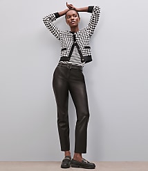 Belted Riviera Slim Pants in Faux Leather carousel Product Image 4