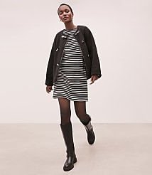 Striped Ottoman Mock Neck Dress carousel Product Image 4