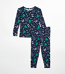 Posh Peanut Holiday Tree Long Sleeve Basic Pajama Set carousel Product Image 1