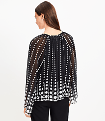 Petite Dotted Flare Sleeve Tie Neck Blouse carousel Product Image 2