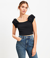 Petite Stretch Crepe Structured Off The Shoulder Top carousel Product Image 1