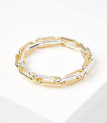 Mixed Metal Chain Link Stretch Bracelet carousel Product Image 1