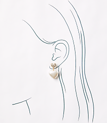 Pearlized Pave Heart Drop Earrings carousel Product Image 2