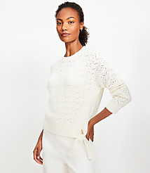 Pointelle Side Tie Sweater carousel Product Image 2