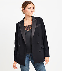 Satin Trim Relaxed Tuxedo Blazer carousel Product Image 2