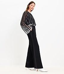 Petite Dotted Flare Sleeve Tie Neck Blouse carousel Product Image 3