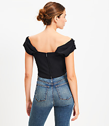 Petite Stretch Crepe Structured Off The Shoulder Top carousel Product Image 3
