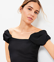 Petite Stretch Crepe Structured Off The Shoulder Top carousel Product Image 2