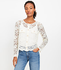 Pearlized Button Lace Jacket carousel Product Image 2