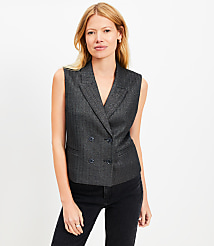Petite Shimmer Herringbone Double Breasted Vest carousel Product Image 1