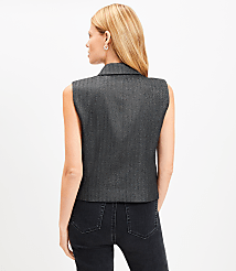 Petite Shimmer Herringbone Double Breasted Vest carousel Product Image 3