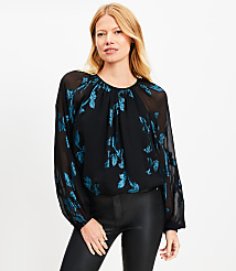 Metallic Jacquard Stretch Hem Blouse carousel Product Image 1
