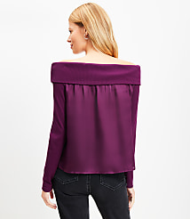 Charmeuse Off The Shoulder Mixed Media Top carousel Product Image 3