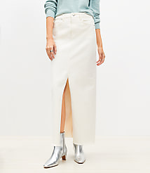 Frayed Denim Maxi Skirt in Ivory carousel Product Image 3