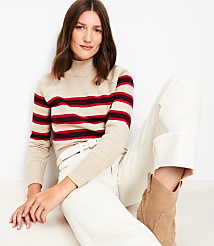 Striped Ribtrim Mock Neck Sweater carousel Product Image 1