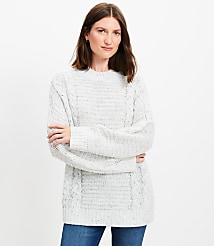 Flecked Cable Linked Mock Neck Tunic Sweater carousel Product Image 2