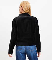 Petite Velvet Moto Jacket carousel Product Image 3