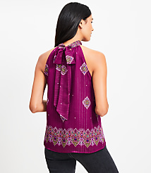 Petite Shimmer Stripe Mosaic Bow Back Halter Top carousel Product Image 3