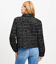 Tall Sequin Tweed Cropped Shirt Jacket carousel Product Image 3