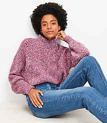 Pointelle Mixed Ribbed Mock Neck Sweater carousel Product Image 1