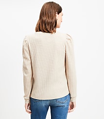 Petite Heathered Brushed Waffle Puff Sleeve Top carousel Product Image 3