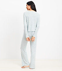 Heathered Henley Wide Leg Pajama Set carousel Product Image 3